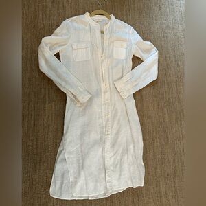 Celine White Linen Shirt Dress Size 38